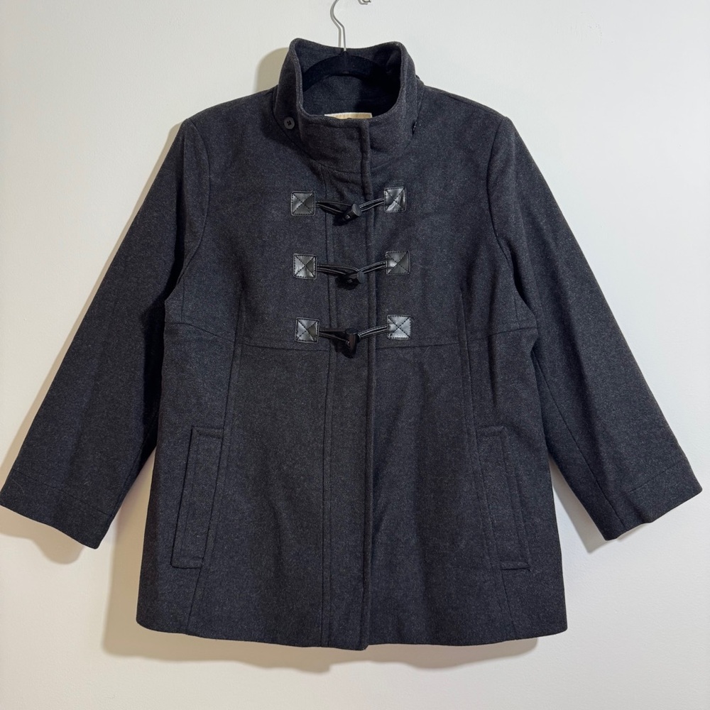 Michael Michael Kors Wool Blend Toggle Coat Charcoal Gray‎ Size 14